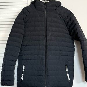 Unisex Black Quilted Puffer Jacket/Swim Parka with Hood- 2 lengths